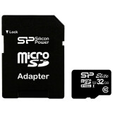 Карта памяти 32Gb MicroSD Silicon Power + SD адаптер (SP032GBSTHBU1V10-SP)