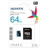 Карта памяти 64Gb MicroSD ADATA Premier + SD адаптер  (AUSDX64GUICL10A1-RA1)