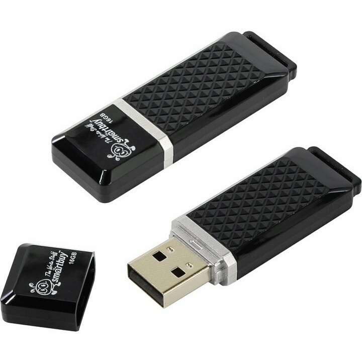 USB Flash накопитель 16Gb SmartBuy Quartz Black (SB16GBQZ-K)