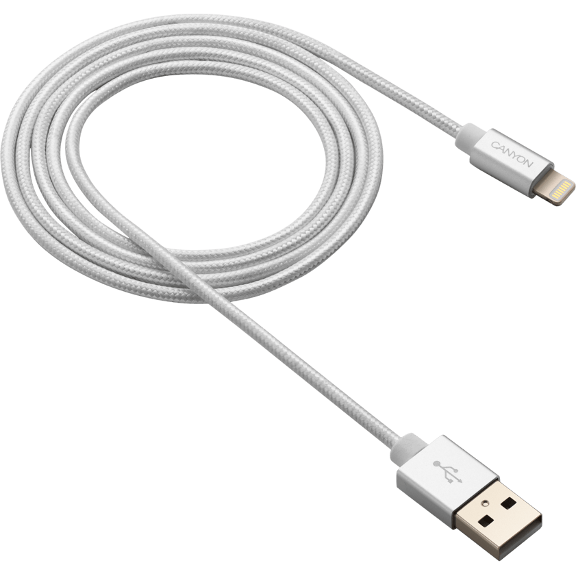 Кабель USB - Lightning, 1м, Canyon CNS-MFIC3PW