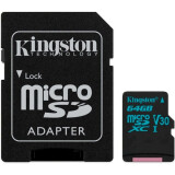 Карта памяти 64Gb MicroSD Kingston + SD адаптер  (SDCG2/64GB)