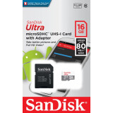 Карта памяти 16Gb MicroSD SanDisk Ultra + SD адаптер  (SDSQUNS-016G-GN3MA)