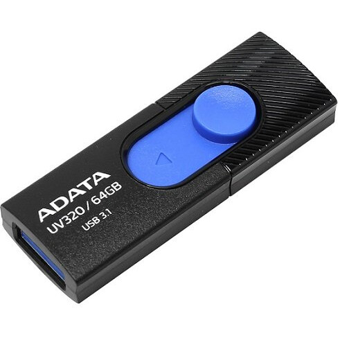 USB Flash накопитель 64Gb ADATA UV320 Black/Blue - AUV320-64G-RBKBL