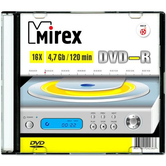 Диск DVD-R Mirex 4.7Gb 16x Slim Case (1 шт.) (202363)