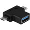 Переходник USB - microUSB/USB Type-C, Orient UC-302