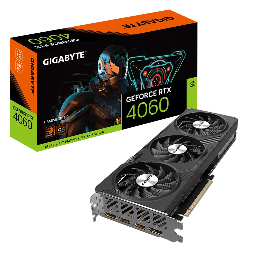 Видеокарта NVIDIA GeForce RTX 4060 Gigabyte 8Gb (GV-N4060GAMING OC-8GD):  купить в интернет магазине Регард Москва: цена, характеристики, описание,  отзывы