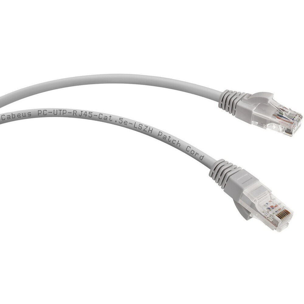 Патч-корд Cabeus PC-UTP-RJ45-Cat.5e-1m-WH-LSZH, 1м