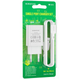 Сетевое зарядное устройство Borofone BA68A Glacier White + MicroUSB Cable (6974443385717)