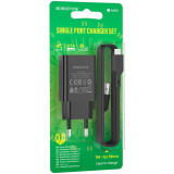 Сетевое зарядное устройство Borofone BA68A Glacier Black + MicroUSB Cable (6974443385700)