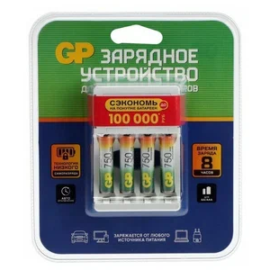 Зарядное устройство для аккумуляторов GP E411 + 4x AAA 750mAh - GP E411/75AAAHCCS-2CR1