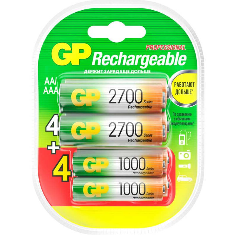 Аккумулятор GP (AAA+AA, 2700/1000mAh, 8 шт.) - 270AA/100AAAHCFR-2CR8