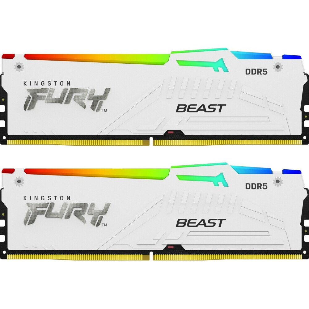 Оперативная память 64Gb DDR5 6000MHz Kingston Fury Beast White RGB (KF560C40BWAK2-64) (2x32Gb KIT)