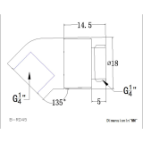 Угловой фитинг для СЖО Bykski B-RD45-X Golden (C10-0342)