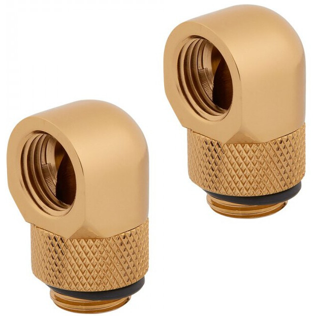 Угловой фитинг для СЖО Corsair Hydro X Series XF Adapter 2-pack 90° Angled rotary Gold - CX-9055010-WW