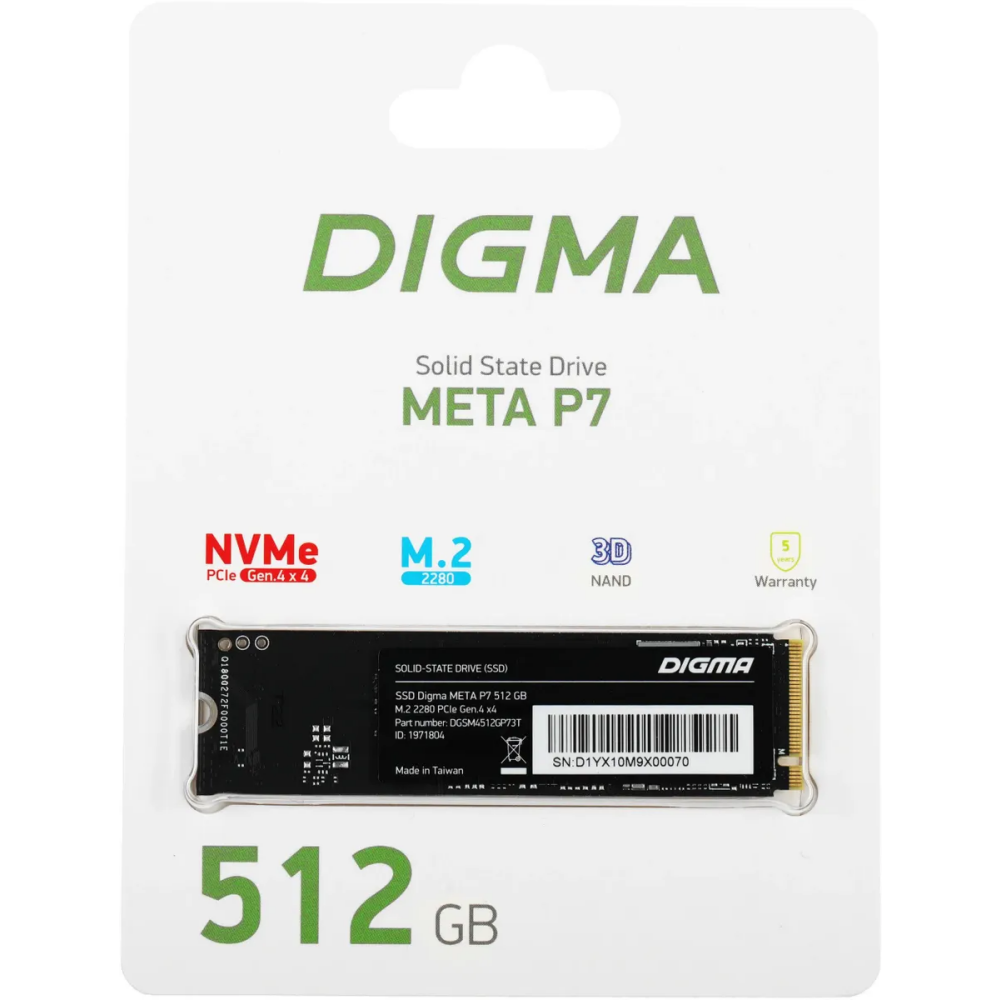 Накопитель SSD 512Gb Digma Meta P7 (DGSM4512GP73T): купить в интернет  магазине Регард Москва: цена, характеристики, описание, отзывы