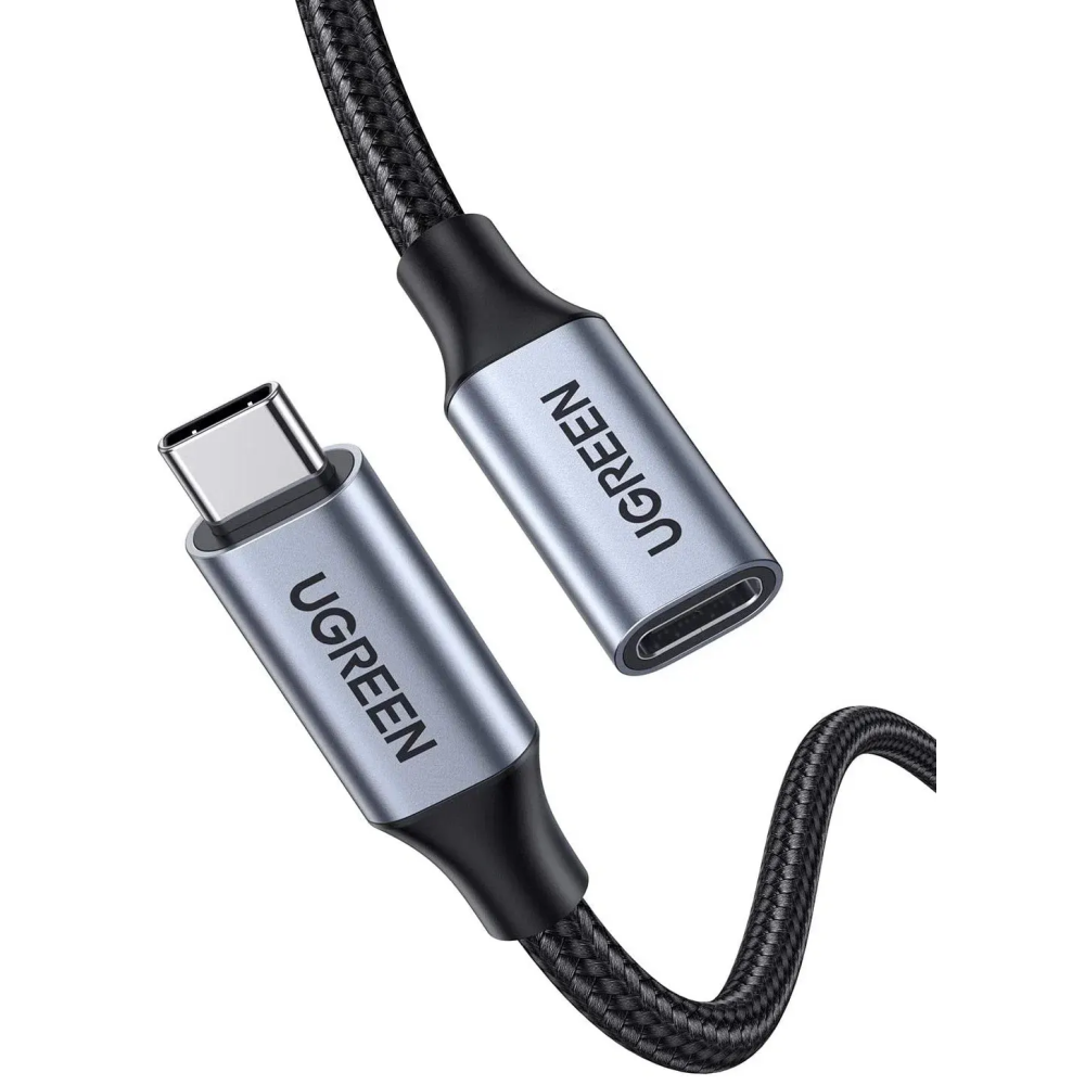 Кабель удлинительный USB Type-C - USB Type-C (F), 1м, UGREEN US372 Dark Grey - 30205