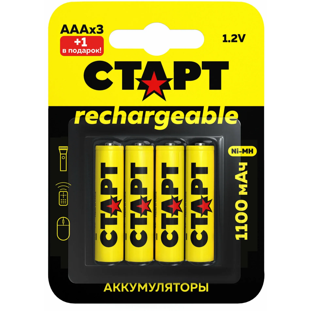 Аккумулятор СТАРТ (AAA, 1100mAh, 4 шт.) - 4610116221006