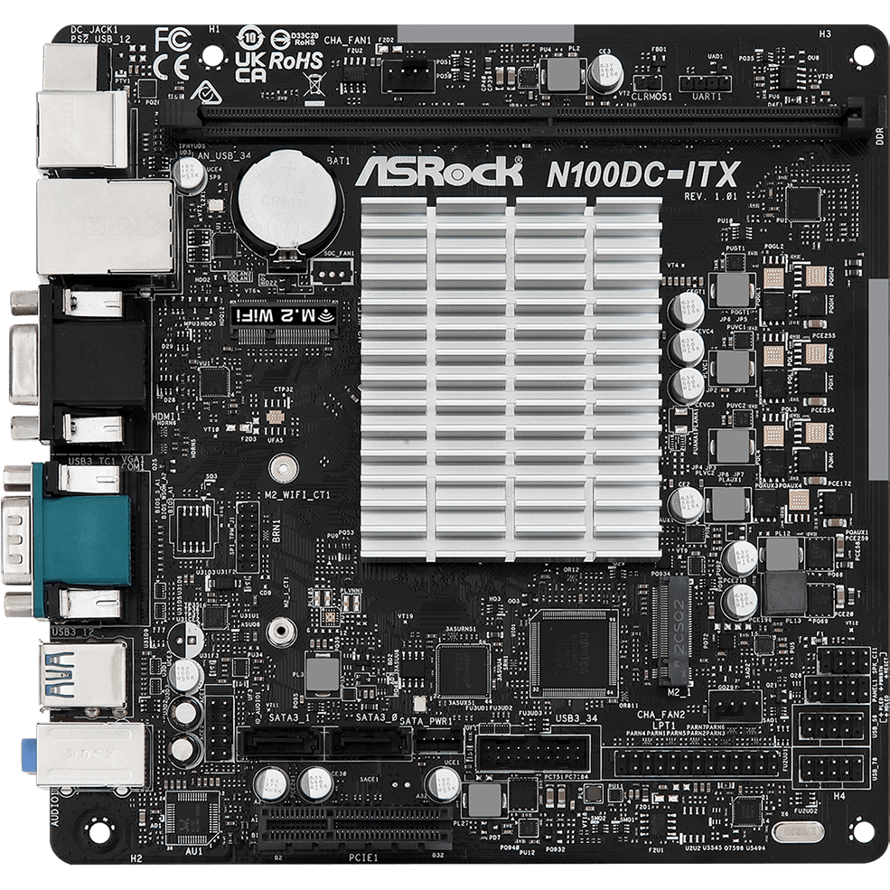 Материнская плата ASRock N100DC-ITX + Intel N100 onboard