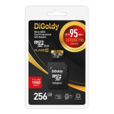 Карта памяти 256Gb MicroSD Digoldy Extreme Pro + SD адаптер (DG256GCSDXC10UHS-1-ElU3)