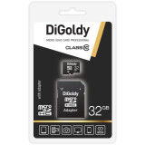 Карта памяти 32Gb MicroSD Digoldy + SD адаптер (DG032GCSDHC10-AD)