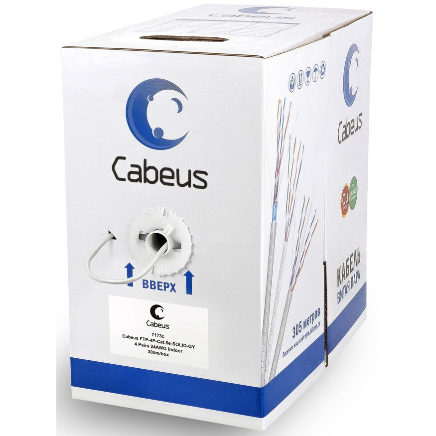 Бухта Cabeus FTP-4P-Cat.5e-SOLID-LSZH-GY, 305м