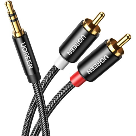 Кабель 3.5 Jack (M) - 2x RCA (M), 1м, UGREEN AV116 Black - 10749