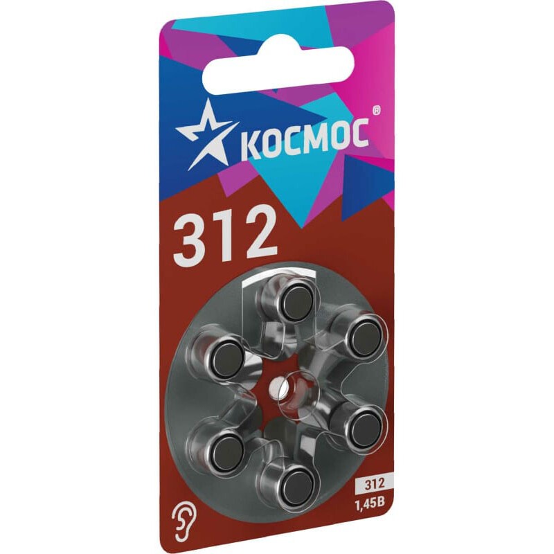 Батарейка КОСМОС KOCZA-312BL6 (ZA312, 6 шт.)