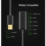 Кабель удлинительный USB A (M) - USB A (F), 10м, UGREEN US121 Black (10321)