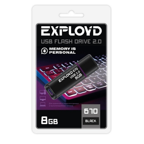 USB Flash накопитель 8Gb Exployd 670 Black - EX-8GB-670-Black