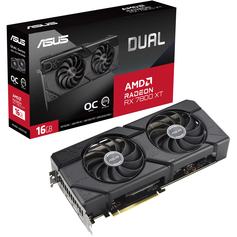 Видеокарта AMD Radeon RX 7800 XT ASUS 16Gb (DUAL-RX7800XT-O16G): купить в  интернет магазине Регард Москва: цена, характеристики, описание, отзывы