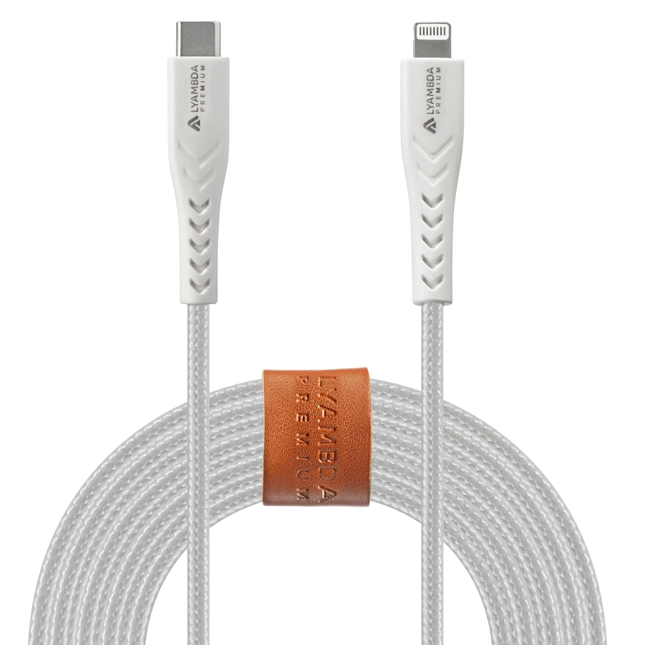 Кабель USB Type-C - Lightning, 2.5м, Lyambda LCLm25-WH