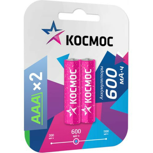 Аккумулятор КОСМОС KOCR03NIMH(600MAH) (AAA, 600mAh, 2 шт.)