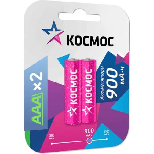 Аккумулятор КОСМОС KOCR03NIMH(900MAH) (AAA, 900mAh, 2 шт.)