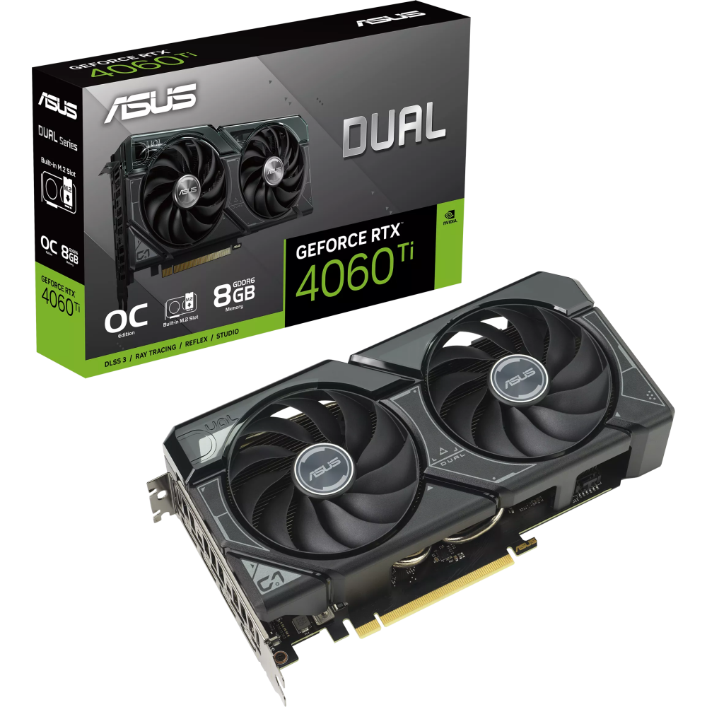 Видеокарта NVIDIA GeForce RTX 4060 Ti ASUS OC 8Gb (DUAL-RTX4060TI-O8G-SSD):  купить в интернет магазине Регард Москва: цена, характеристики, описание,  отзывы