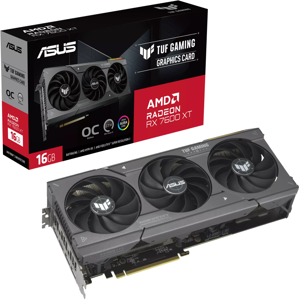 Видеокарта AMD Radeon RX 7600 XT ASUS OC 16Gb (TUF-RX7600XT-O16G-GAMING):  купить в интернет магазине Регард Москва: цена, характеристики, описание,  отзывы