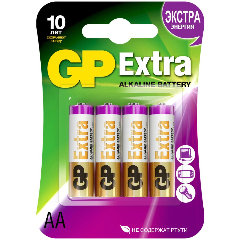 Батарейка GP 15AX Extra Alkaline (AA, 4 шт.) - 4891199177712