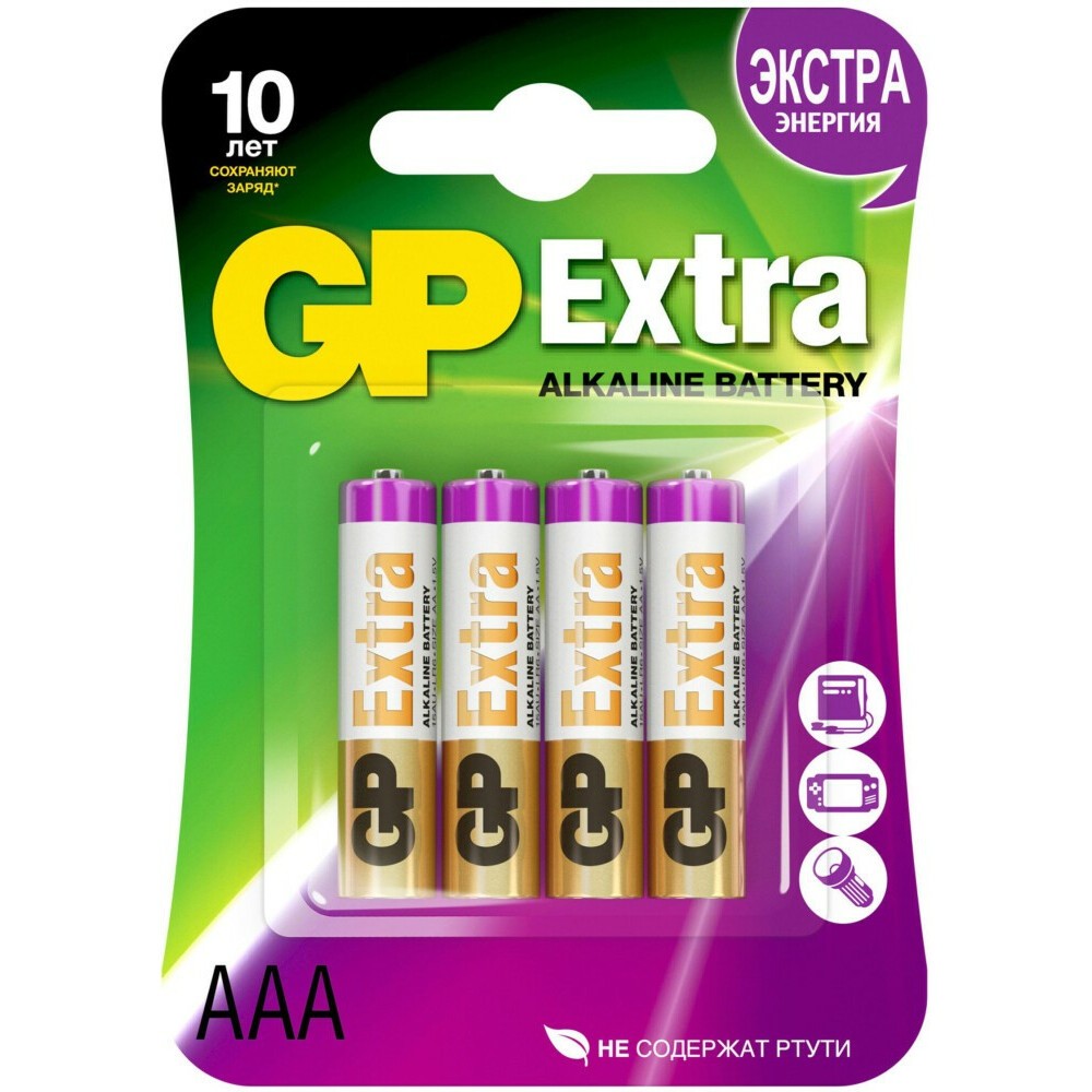 Батарейка GP 24AX Extra Alkaline (AAA, 4 шт.) - 4891199146114