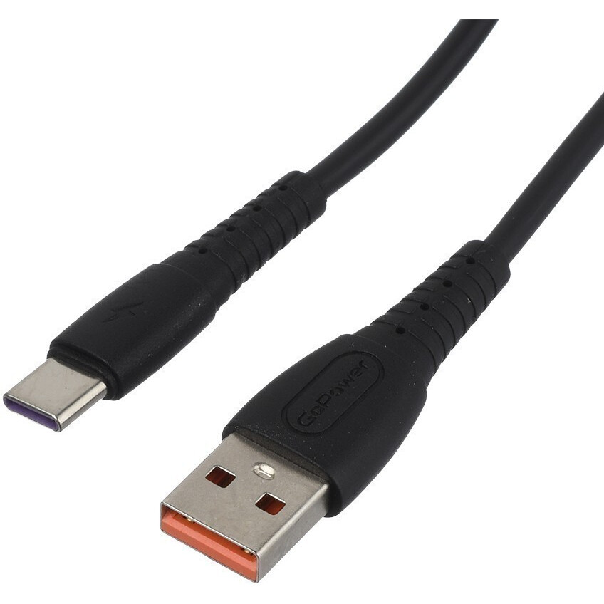 Кабель USB - USB Type-C, 1м, GoPower GP07T Black - 00-00022800