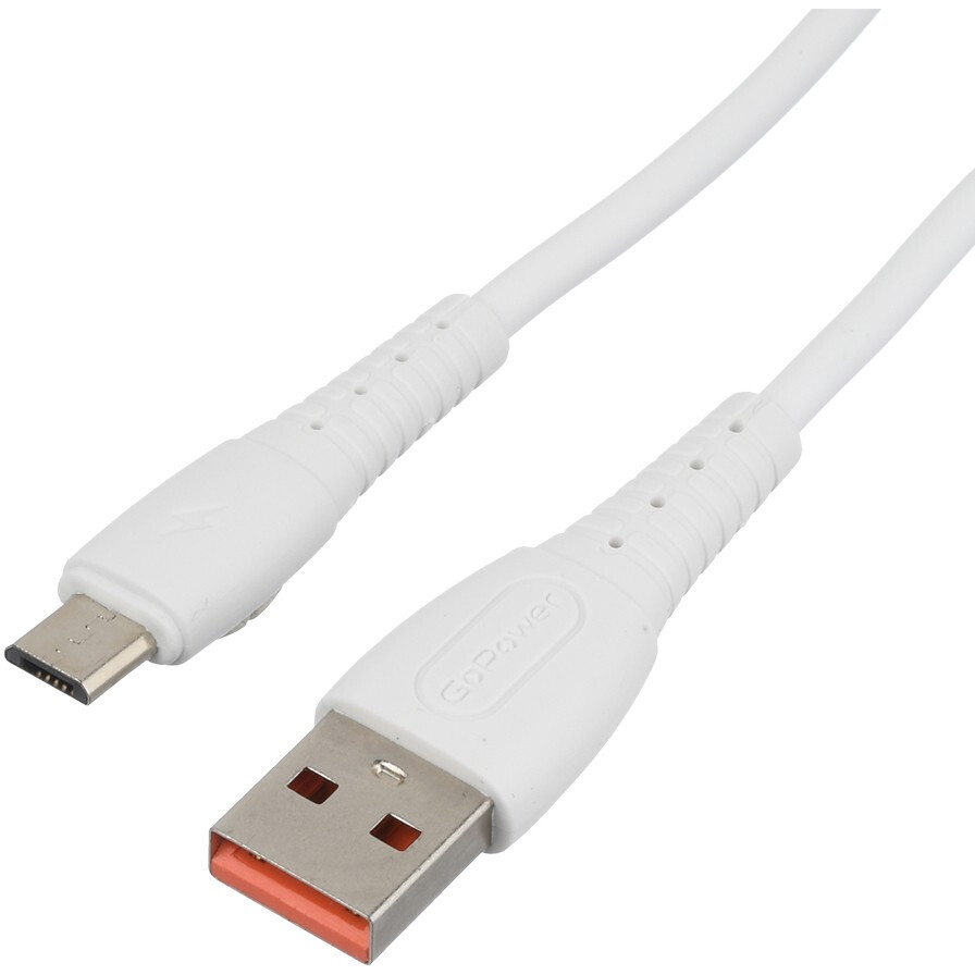 Кабель USB A (M) - microUSB B (M), 1м, GoPower GP07M White - 00-00022797