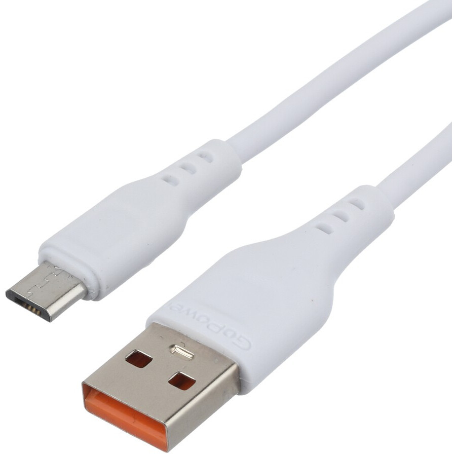 Кабель USB A (M) - microUSB B (M), 2м, GoPower GP01M White - 00-00022772