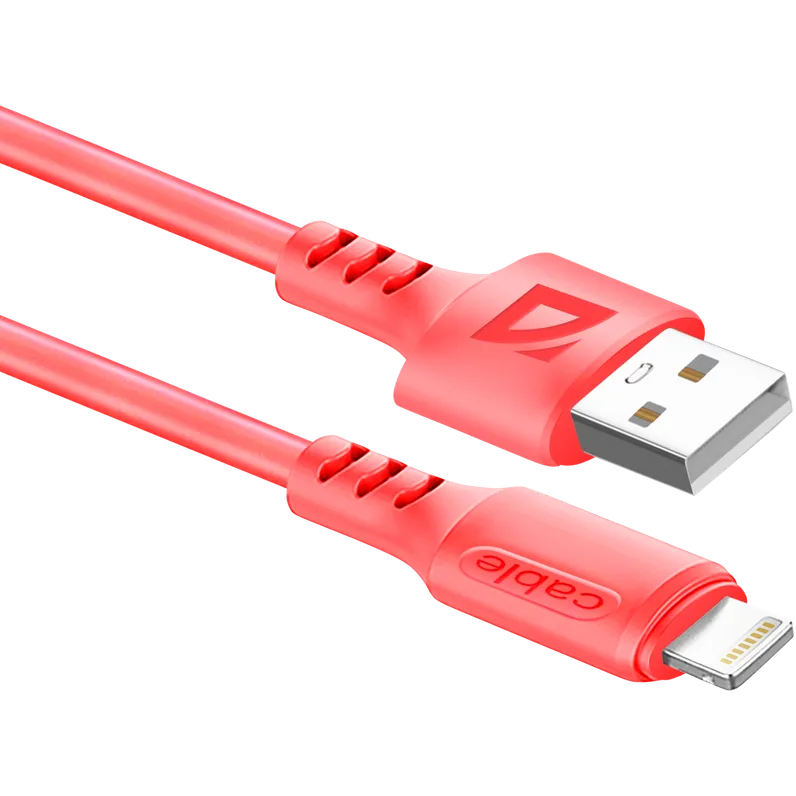 Кабель USB - Lightning, 1м, Defender F207 Red - 87107RED