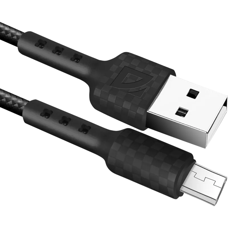 Кабель USB A (M) - microUSB B (M), 1м, Defender F181 Black - 87115BLA