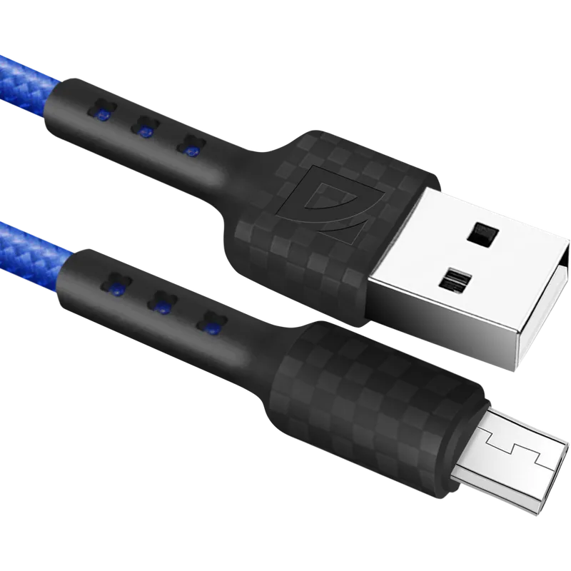 Кабель USB A (M) - microUSB B (M), 1м, Defender F181 Blue - 87115BLU