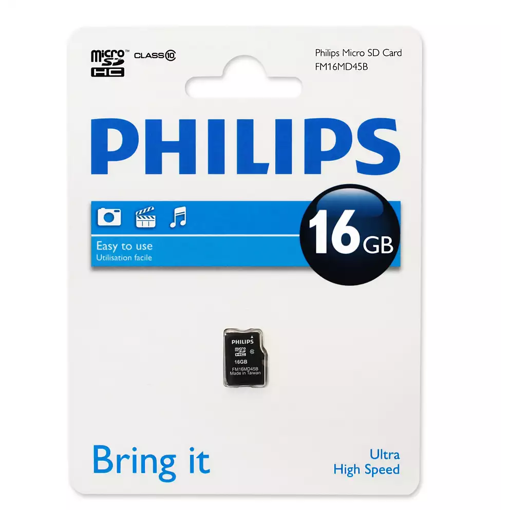 Карта памяти 16Gb MicroSD Philips (FM16MD45B/97)