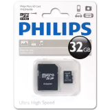 Карта памяти 32Gb MicroSD Philips + SD адаптер (FM32MA45B/97)