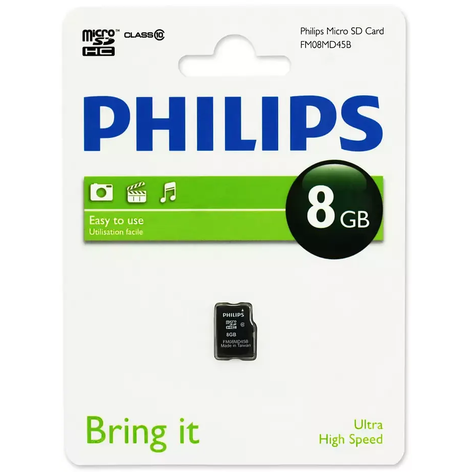 Карта памяти 8Gb MicroSD Philips (FM08MD45B/97)