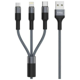 Кабель USB - microUSB/USB Type-C/Lightning, 1м, TFN TFN-CFZ3IN1GR