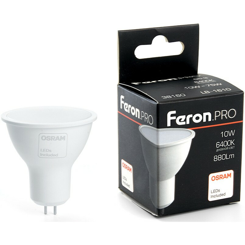 Светодиодная лампочка Feron PRO LB-1610 6400K (10 Вт, G5.3) - 38160