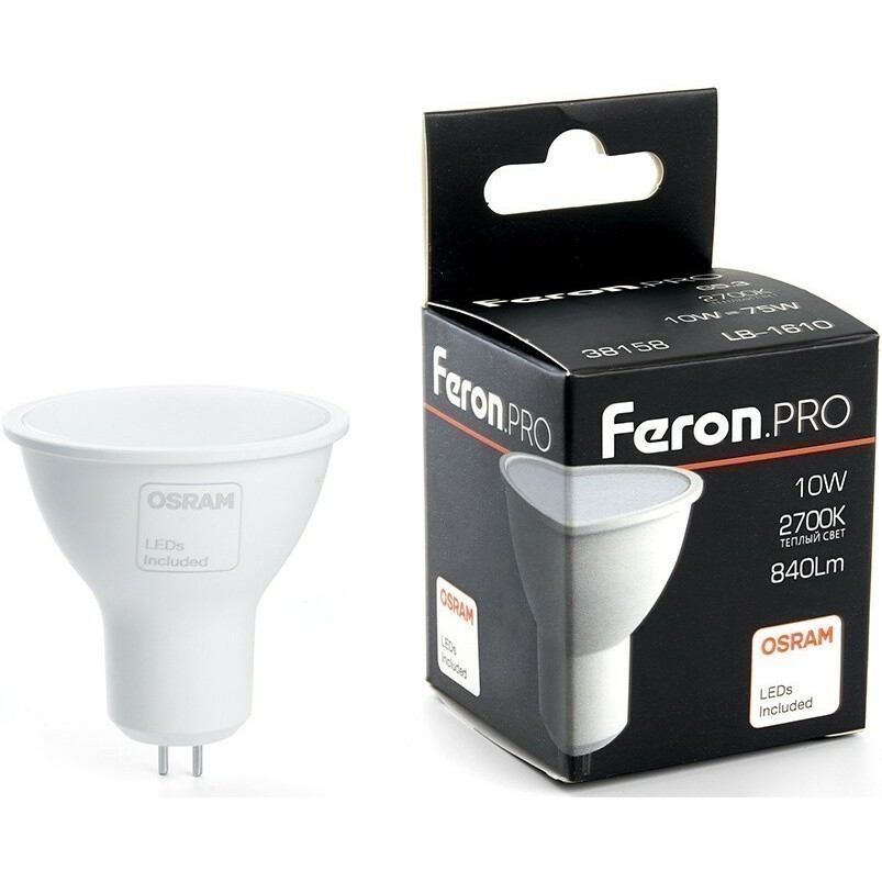 Светодиодная лампочка Feron PRO LB-1610 2700K (10 Вт, G5.3) - 38158