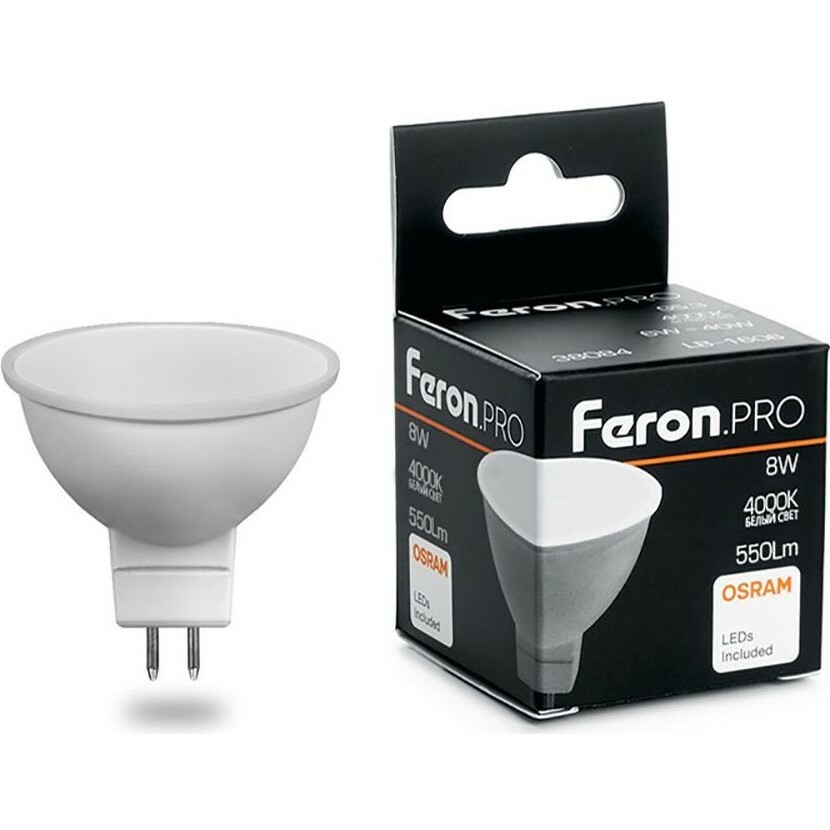 Светодиодная лампочка Feron PRO LB-1608 4000K (8 Вт, GU5.3) - 38090